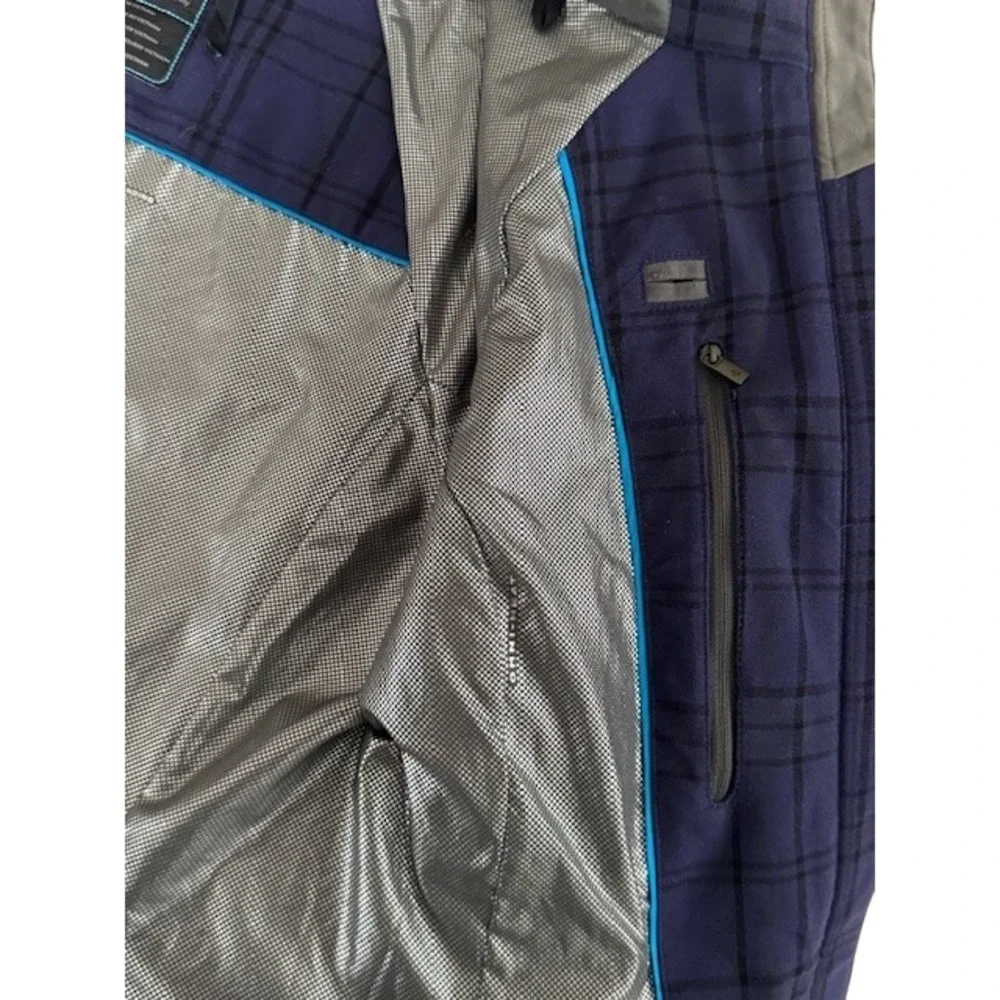Columbia‎ Women's Plaid Hooded Softshell Jacket Thermal Omni Heat Blue Black -M